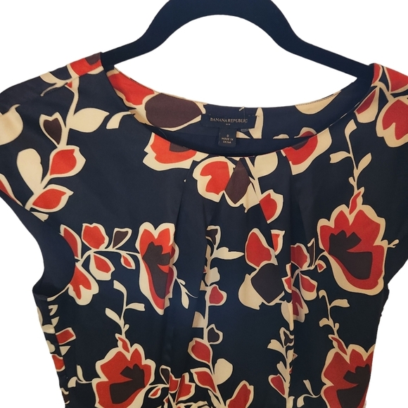 Banana Republic Sz 8 Print Career Office Dress nany orange print - Picture 3 of 3